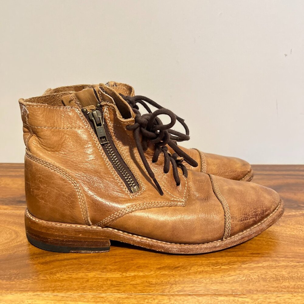 Bed Stu Booties Ankle Boots Size 6 Women's Bonnie Zip Up Tan Brown